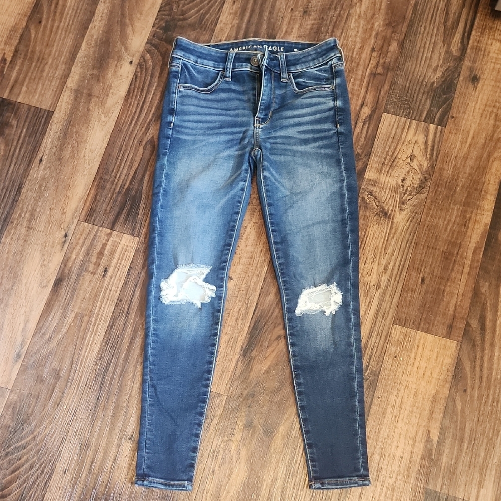 American Eagle Outfitters Women's Blue Jeans Next Level Stretch 2 Short